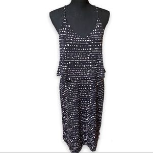 NWT Banana Republic Women's Black & Pink Polka Dot Spaghetti Strap Dress- med